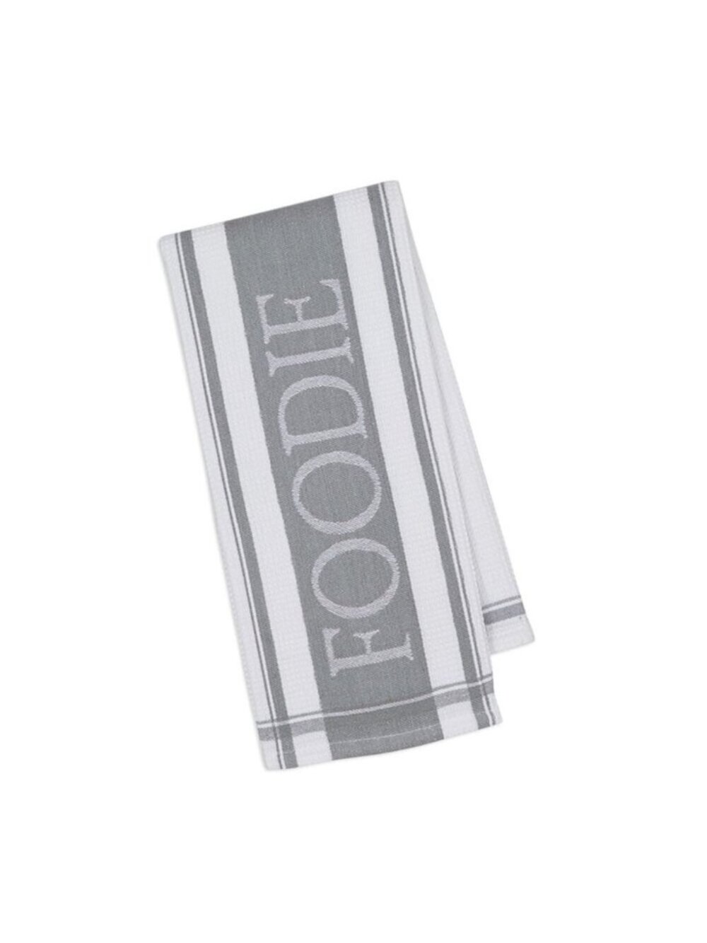 Kitchen Towel Design Imports Grey Says "Foodie" Jacquard Dish 100% Cotton. 18 x